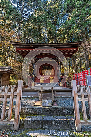 Togu Honden æ±å®®æœ¬æ®¿ of Kitaguchi Hongu Fuji Sengen Jinja shinto shrine. åŒ—å£æœ¬å®®å†¨å£«æµ…é–“ç¥žç¤¾. Fujiyoshida, Japan. Editorial Stock Photo